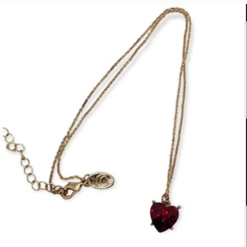 Charming Charlie Ruby Red Sequin Heart & Goldtone… - image 4